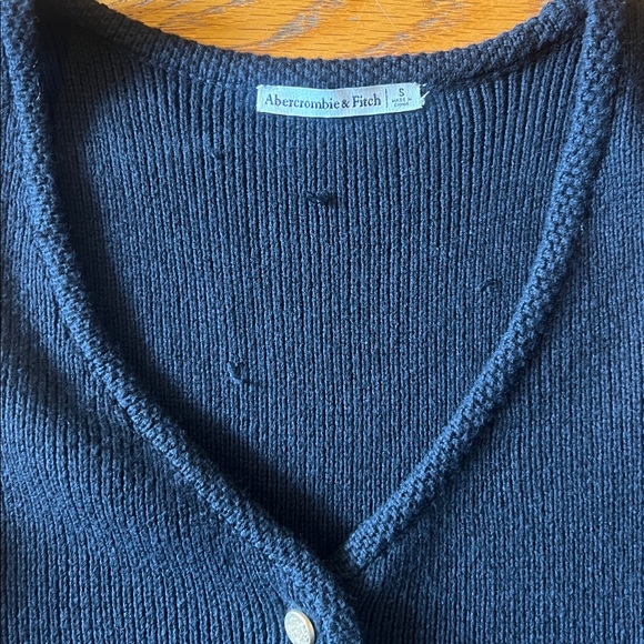 Abercrombie & Fitch Black Ribbed V-Neck Button Vest - Picture 2 of 6